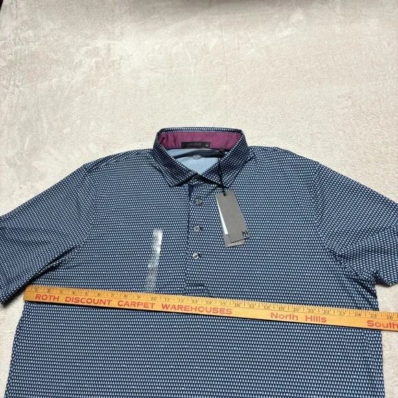 GREYSON Arrowhead Polo Shirt Mens XL Blue Geometric Print Short Sleeve Golf $118